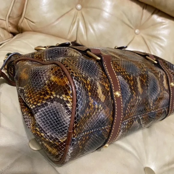 Dooney & Bourke Python Satchel READ! Leather Tassels Florentine Whipstitch - Picture 10 of 12